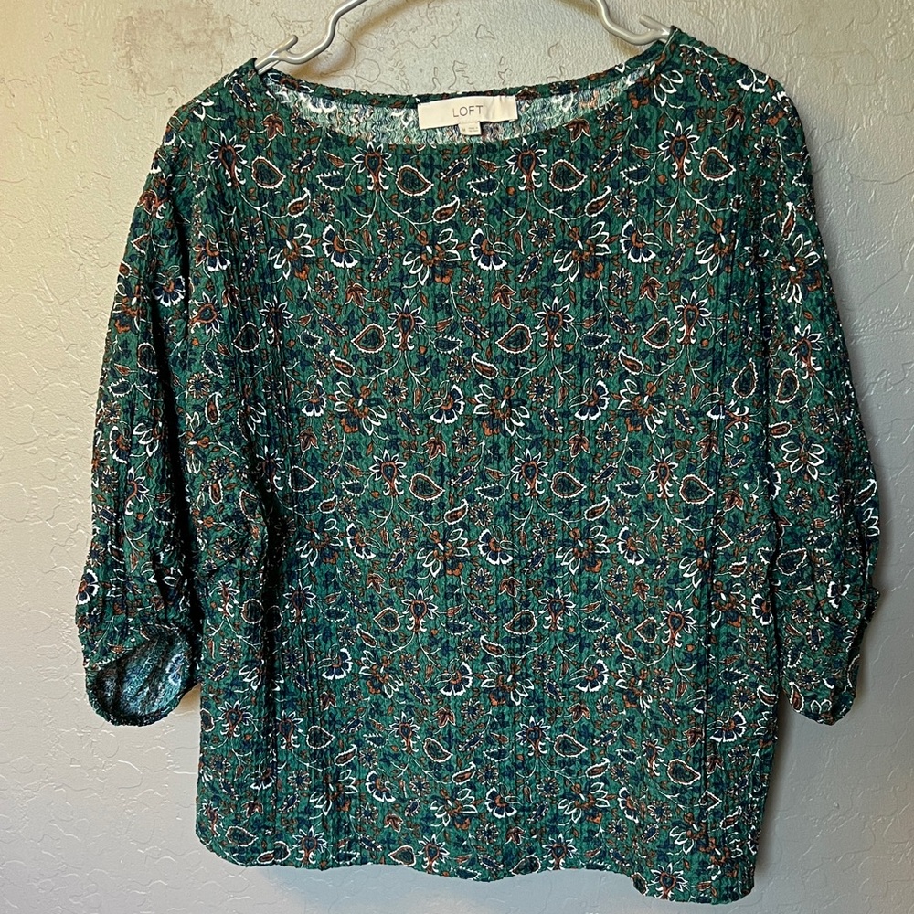 LOFT Teal Floral Women's Blouse